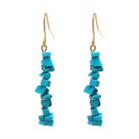 Gemstone Drop Earring, with Zinc Alloy, gold color plated & for woman 