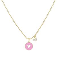 Enamel Zinc Alloy Necklace, with brass chain, with 1.97 extender chain, Heart, gold color plated, for woman 14mm .75 Inch 