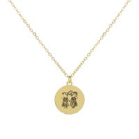 Brass Jewelry Necklace, with 1.97 extender chain, Round, gold color plated & for woman & enamel, golden, 20mm .75 Inch 