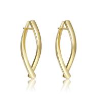 Brass Huggie Hoop Earring, gold color plated, for woman, golden 