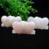 Rose Quartz Craft Decoration, Heart, Carved, for home and office, pink 