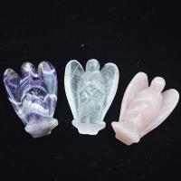 Clear Quartz Craft Decoration, with Amethyst & Rose Quartz, Angel, Carved, for home and office 75mm 