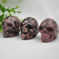 Gemstone Decoration, Rhodonite, Skull, Carved, mixed colors 