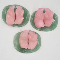 Rosenquarz Handarbeit Dekoration, mit Grüner Aventurin, Mandarin Duck, geschnitzt, verschiedene Stile für Wahl, Rosa, 35x15x25mm, verkauft von Paar