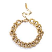 Stainless Steel Chain Bracelets, 304 Stainless Steel, with 1.97inch extender chain, fashion jewelry & Unisex, golden, 11mm Approx 5.91 Inch 