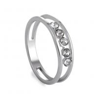 Titanium Steel Finger Ring & for woman & with rhinestone, original color, 5.4*65mm 
