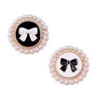 Zinc Alloy Costume Accessories, with Plastic Pearl, Flat Round, rack plating, DIY & enamel 