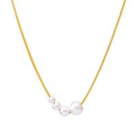 Plastic Pearl Necklace, Titanium Steel, with Plastic Pearl, with 5cm extender chain, Round, Vacuum Ion Plating, fashion jewelry & for woman, golden Approx 41 cm 