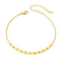 Titanium Steel Anklet, with 5cm extender chain, Rectangle, Vacuum Ion Plating, fashion jewelry & for woman, golden, 6mm Approx 21 cm 