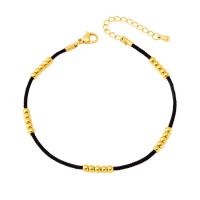 Titanium Steel Anklet, with Polyester Cord, with 5cm extender chain, Vacuum Ion Plating, Adjustable & fashion jewelry & Unisex, mixed colors, 3mm Approx 20 cm 
