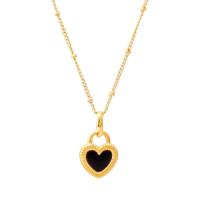 Titanium Steel Jewelry Necklace, with Shell, with 5cm extender chain, Heart, Vacuum Ion Plating, Adjustable & fashion jewelry & for woman, golden Approx 41 cm 