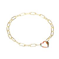 Brass Jewelry Set, bracelet & necklace, plated & for woman & enamel 160mm cm 