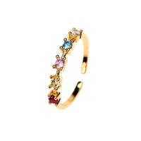 Cubic Zirconia Micro Pave Brass Finger Ring, gold color plated, Adjustable & micro pave cubic zirconia & for woman, multi-colored 