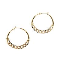 Brass Hoop Earring, gold color plated, micro pave cubic zirconia & for woman 