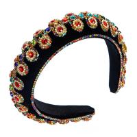 Hair Bands, Cloth, with Zinc Alloy, plated, for woman & with rhinestone 