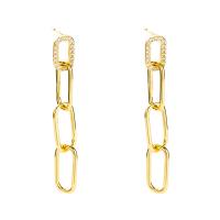 Brass Drop Earring, gold color plated, micro pave cubic zirconia & for woman & hollow 