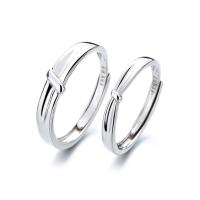 Couple Finger Rings, 925 Sterling Silver, platinum color plated, Adjustable & open 