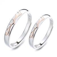 Couple Finger Rings, 925 Sterling Silver, plated, Adjustable & open 