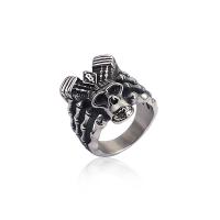 Stainless Steel Finger Ring, 304 Stainless Steel, Vacuum Plating, fashion jewelry & for woman & blacken, black 