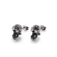 Stainless Steel Stud Earring, 304 Stainless Steel, Vacuum Plating, fashion jewelry & for man & with rhinestone & blacken 