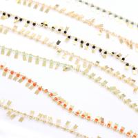 Brass Beading Chains, with Crystal, gold color plated, DIY Approx 