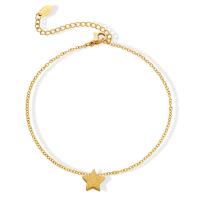 Fashion Jewelry Anklet, Titanium Steel, with 5cm extender chain, Star, Vacuum Ion Plating, for woman 9mm Approx 20 cm 