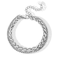 Titanium Steel Bracelet & Bangle, with 5cm extender chain, Double Layer & Unisex, original color Approx 17 cm 