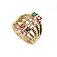 Cubic Zirconia Micro Pave Brass Finger Ring, gold color plated, micro pave cubic zirconia & for woman 