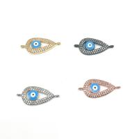 Cubic Zirconia Micro Pave Brass Connector, Evil Eye, plated, DIY & micro pave cubic zirconia & enamel 