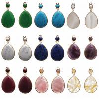 Gemstone Drop Earring, with Zinc Alloy, Teardrop, gold color plated & for woman 