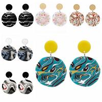 Acrylic Drop Earring, with Iron, Round, silver color plated & for woman, mixed colors 