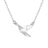 Rhinestone Brass Necklace, with 1.97 extender chain, Thousand Origami Cranes, silver color plated, for woman & with rhinestone, silver color .75 Inch 