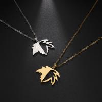 Stainless Steel Jewelry Necklace, 304 Stainless Steel, with 1.97inch extender chain, Maple Leaf, Vacuum Ion Plating, fashion jewelry & for woman & hollow Approx 17.72 Inch 