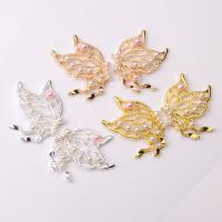 Zinc Alloy Brooch Finding, with Plastic Pearl, Butterfly, rack plating, DIY & hollow 