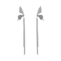 Fashion Fringe Earrings, Zinc Alloy, Butterfly, silver color plated, fashion jewelry & for woman, silver color, 160mm 