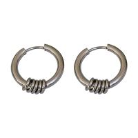 Titanium Steel Earrings, Donut, Vacuum Ion Plating, fashion jewelry & for woman, silver color 