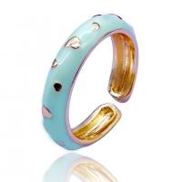 Brass Cuff Finger Ring, Adjustable & for woman & enamel 
