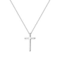 Sterling Silver Jewelry Necklace, 925 Sterling Silver, Cross, platinum plated, fashion jewelry & for woman Approx 17.7 Inch 