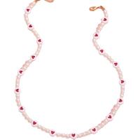 Collar de perlas de plástico, Perlas plásticas, con 1.96 inch extender cadena, chapado en color dorado, para mujer & esmalte & con diamantes de imitación, longitud:aproximado 15.35 Inch, Vendido por UD