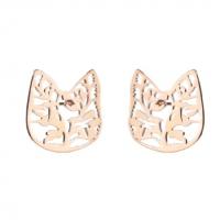 Stainless Steel Stud Earring, Cat, Vacuum Plating, fashion jewelry & for woman 