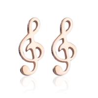 Stainless Steel Stud Earring, Music Note, Vacuum Plating, fashion jewelry & for woman 