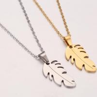 Stainless Steel Jewelry Necklace, Feather, Vacuum Plating, fashion jewelry & for woman cm 