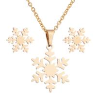 Fashion Stainless Steel Jewelry Sets, earring & necklace, Snowflake, Vacuum Plating, fashion jewelry & for woman cm 