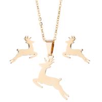 Fashion Stainless Steel Jewelry Sets, earring & necklace, Deer, Vacuum Plating, fashion jewelry & for woman cm 