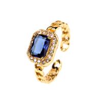 Cubic Zircon Brass Finger Ring, gold color plated, Adjustable & micro pave cubic zirconia & for woman 
