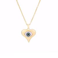 Brass Jewelry Necklace, Heart, gold color plated, for woman & enamel Approx 19.68 Inch 