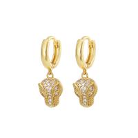 Huggie Hoop Drop Earring, laiton, Placage de couleur d'or, styles différents pour le choix & pavé de micro zircon & pour femme, Vendu par paire