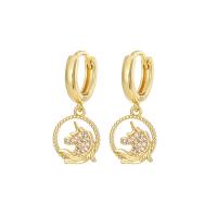 Huggie Hoop Drop Earring, laiton, Placage de couleur d'or, styles différents pour le choix & pavé de micro zircon & pour femme, Vendu par paire