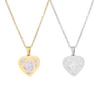 Titanium Steel Jewelry Necklace, Heart, gold color plated & micro pave cubic zirconia & for woman Approx 19.68 Inch 