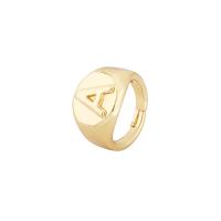 Anillo de dedo de latón, metal, chapado en oro real, Ajustable & diferentes patrones para la opción & para mujer, 21mm, Vendido por UD